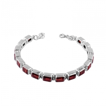 Best selling pure silver red Garnet signature style bracelet